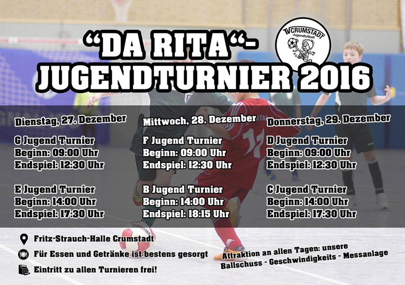 Flyer zu den Turnieren vom 27. - 29. Dezember in der Sporthalle